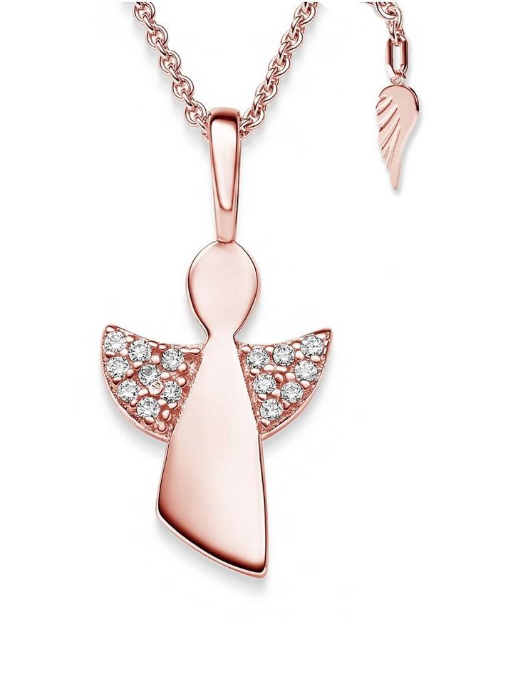 Amoonic Kette mit Anhänger Schutzengel Kette Silber 925 mit Engel-Anhänger Halskette für Kinder (individuell anpassbare Halskettenlänge), Silberkette Gold Rosegold vergoldet Kinder-Schmuck Geschenk Mädchen von Amoonic