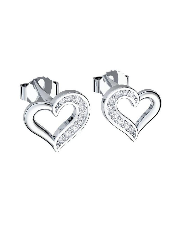 Amoonic Paar Ohrstecker Herz Ohrringe Silber 925 Ohr-Stecker Damen Zirkonia Geschenk Freundin (inkl. Schmucketui), Ohrstecker in Silber, Gold oder Rosegold vergoldet Geschenk Freundin von Amoonic