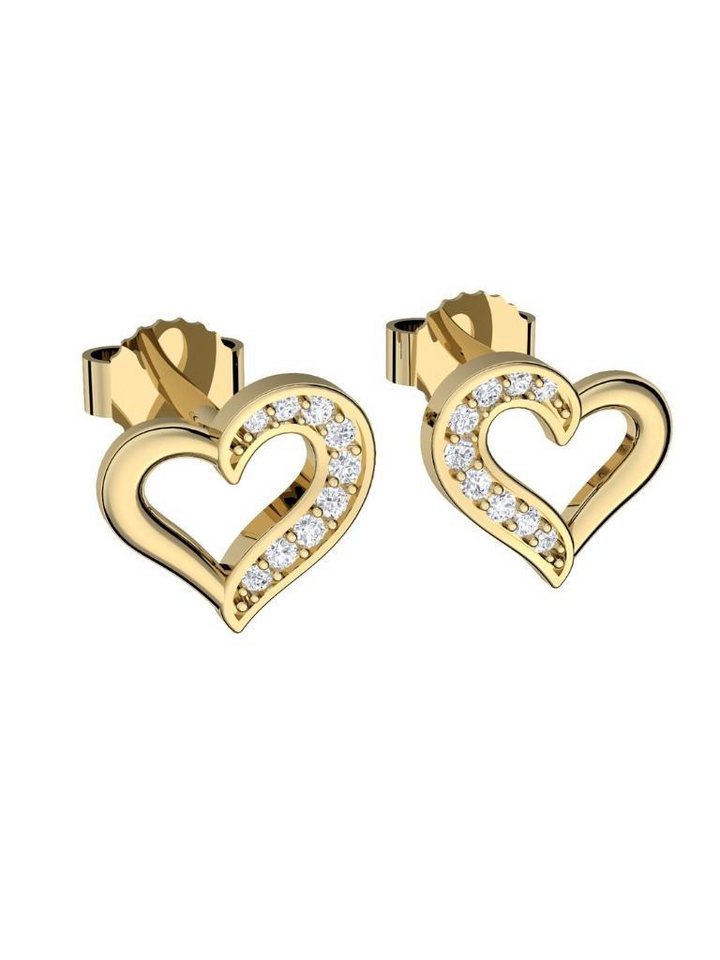 Amoonic Paar Ohrstecker Herz Ohrringe Silber 925 Ohr-Stecker Damen Zirkonia Geschenk Freundin (inkl. Schmucketui), Ohrstecker in Silber, Gold oder Rosegold vergoldet Geschenk Freundin von Amoonic