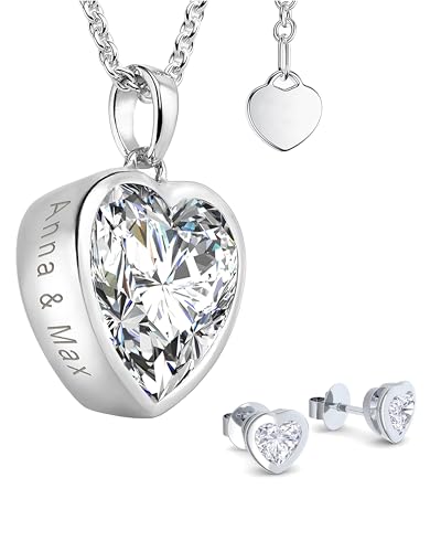 Amoonìc Schmuckset Silber 925 Damen Geschenkset Frauen Schmuck SchmuckSet Damen Schmuck Set Geschenk Set Weihnachten Geburtstag Freundin Kette Ohrringe Halskette SE22 von Amoonìc