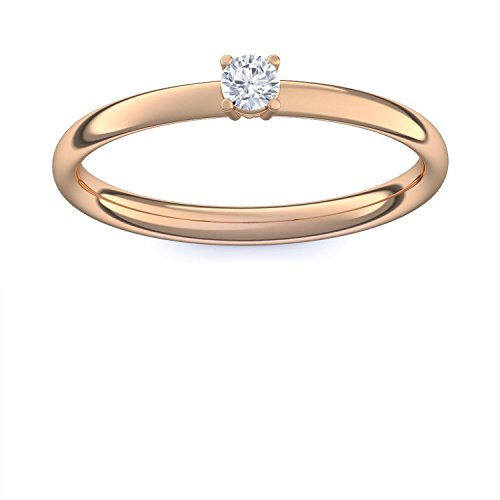 Verlobungsring Vorsteckring Rosegold Ring Diamant 585 + inkl. Luxusetui + Diamant Ring Rosegold Diamantring Rosegold 0,08 Carat SI1/H (Rosegold 585) - Concinnity AM161 RS585BRFA54 von Amoonic