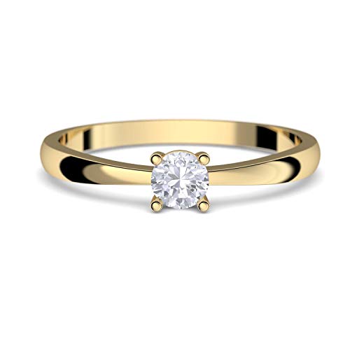 Verlobungsringe Gold 333 *** GRATIS LUXUSETUI *** Goldring 333er Gold Ring echt von AMOONIC mit Zirkonia Stein Goldring Gelbgold wie Verlobungsring Diamant Ring Gold Solitär FF385GG333ZIFA56 von Amoonìc