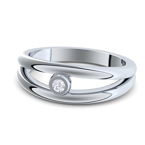 Verlobungsringe Silber 925 Damen *Glamourise* von Amoonic mit Zirkonia *Gratis Etui* Verlobungsring mit Stein Solitär Heiratsantrag Ring Antragsring Echtschmuck Verlobung AM141SS925ZIFA58 von Amoonic