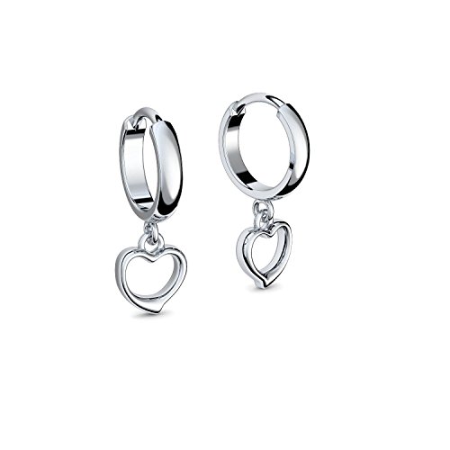 Creolen Herz Herzform: Geschenk Freundin Kinder in Silber 925 inkl. Luxusetui + Creolen mit Herzanhänger Amazon Einhänger Herz mit Anhänger zum Einhängen geeignet als Geschenk FF143 SS925 von Amoonìc
