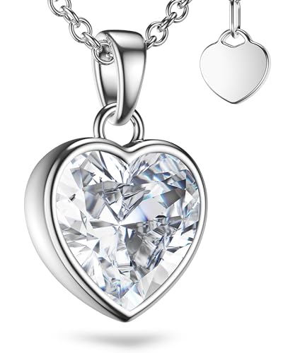 Amoonic Damen Herzkette *Affection* aus 925er Silber mit Zirkonia Herz-Anhänger I Eine Halskette zum Verlieben | Perfektes *Ich liebe Dich* Geschenk von Amoonic