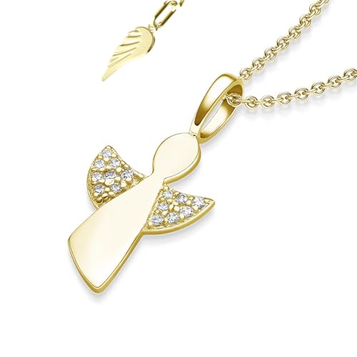 Geschenke zur Einschulung Mädchen | Schutzengel Kette Gold (Silber 925 vergoldet) Engel-Anhänger Halskette | Geschenk zum Schulanfang Schultüte Inhalt Füllung Schulkind | Kinderschmuck Kinderkette von Amoonìc