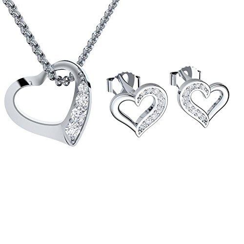 Schmuckset Herz Silber Herzkette 925 Herzanhänger Herz Ohrringe Ohrstecker *GESCHENK SET* Luxusetui mit Gravur schönste Frau der Welt Geschenke Valentinstag Freundin romantische SE21-7 SS925ZIFA von Amoonic