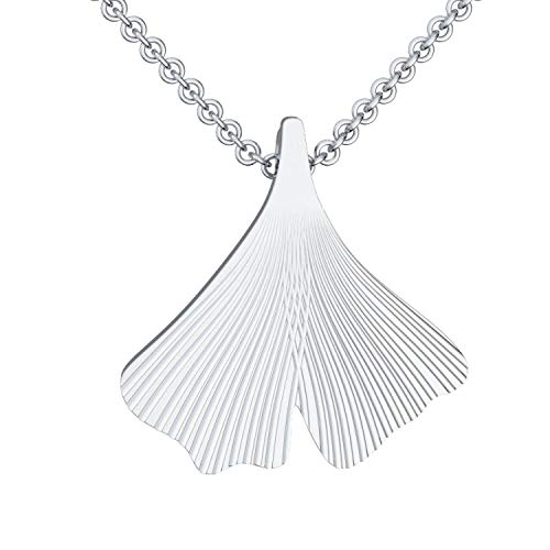 Ginkgoblatt Anhänger mit Halskette in Silber 925 inkl. Luxus-Etui + Kettenanhänger Damen Gingko Anhänger Ginko Blatt glänzend Kette inkl. Ginkgo Glücksanhänger Schmuck FF156-0 SS92545 von Amoonìc