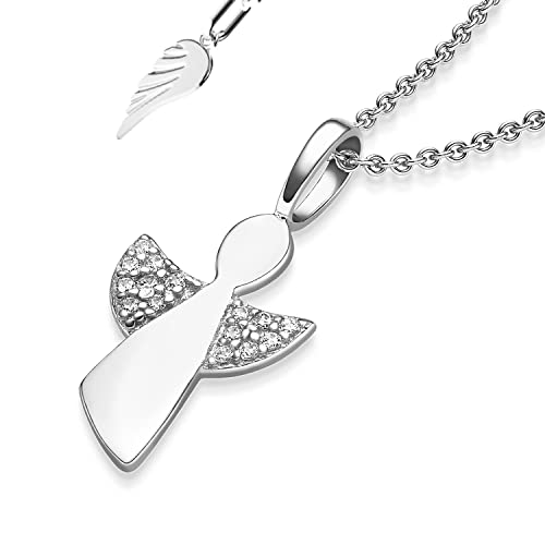 Geschenke zur Einschulung Mädchen | Schutzengel Kette Silber 925 Engel-Anhänger Halskette | Geschenk zum Schulanfang Schultüte Inhalt Füllung Schulanfänger Schulkind | Kinder-Schmuck Kinderkette von Amoonìc