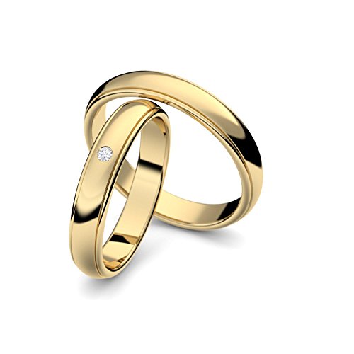Eheringe Trauringe Gold Set AMOONIC mit Zirkonia Freundschaftsringe Paarpreis Verlobungsringe Partnerringe Silber hochwertig vergoldet Ringpaar Hochzeitsringe Eheringe Luxusetui ER88VGGGZIFA-5060 von Amoonìc