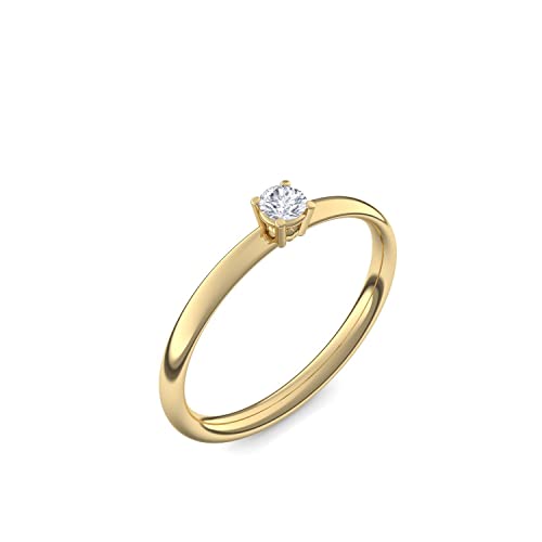 Gold Ring Verlobungsringe Gold (Silber 925 hochwertig vergoldet) von AMOONIC mit Zirkonia Stein +LUXUSETUI! Goldring Gelbgold Ring Zirkonia wie Diamant Geschenk Verlobung AM161VGGGZIFA54 von Amoonic