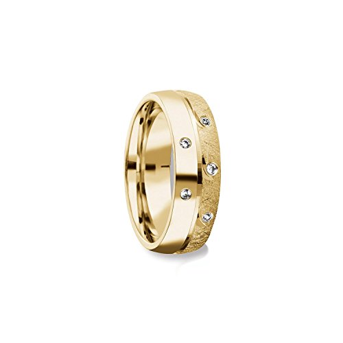 Gold Ring Verlobungsringe Gold (Silber 925 vergoldet) von AMOONIC mit Zirkonia Stein +LUXUSETUI! Goldring Gelbgold Ring Zirkonia Ehering Gold Trauring Freundschaftsring FF383VGGGZIFA52 von Amoonìc