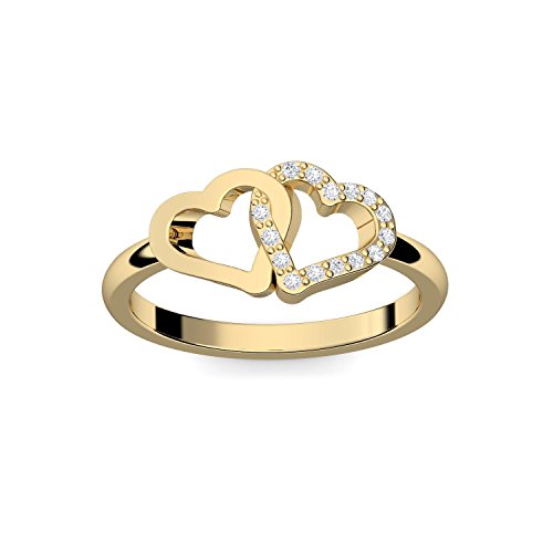 Herzring Gold Herz Ring Gold Verlobungsringe Gelbgold vergoldet Zirkonia Stein + LUXUSETUI! Goldring Ring Zirkonia wie Diamant Ringe Heiratsantrag Verlobung Geschenke Frauen FF206 VGGGZIFA60 von Amoonic