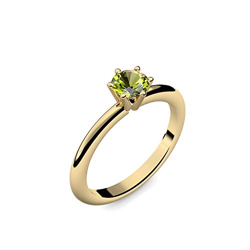 Goldring Peridot 585 + inkl. Luxusetui + Peridot Ring Gold Peridotring Gold (Gelbgold 585) - Precious Amoonic Schmuck Größe 52 (16.6) AM195 GG585PEFA52 von Amoonìc