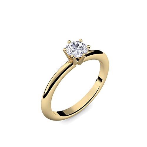 Goldring Verlobungsringe Gold (Silber 925 hochwertig vergoldet) von AMOONIC mit SWAROVSKI Zirkonia Ring Stein +LUXUSETUI! Gelbgold Ring Zirkonia wie Diamant Damen Ringe Verlobung AM195VGGGZIFA58 von Amoonic