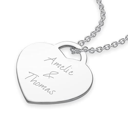 Kette mit Gravur Silber 925 für 2 o. 3 Namenskette Wunsch-Namen Kinder Mütter Freundin Damen Schmuck Name Halskette mit Frauen Liebe personalisierte persönliche individuelle Herz Geschenke von Amoonìc