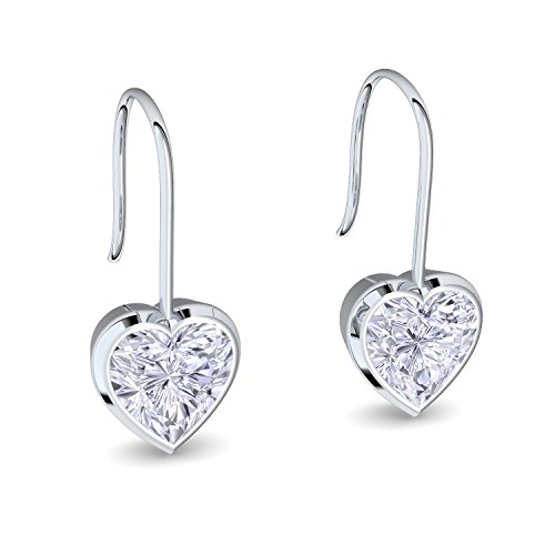 Herz Ohrhänger Hängende Ohrringe Herz Hängeohrringe Ohrringe - inkl. Luxusetui mit Gravur "Ich Herz dich" + - Ohr Ringe Silber Hängend Ohrschmuck Ohrringe Ohr Ringe Herzform FF139-4 SS925 von Amoonìc