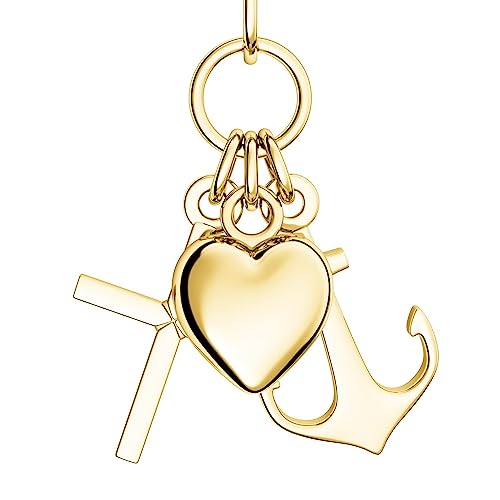 Herzkette Gold (Silber 925 hochwertig vergoldet) Liebe Glaube Hoffnung Kette Anhänger Schmuck Anker Kreuz Damen Herzanhänger Herzchenkette Halskette Herz Frau Frauen Freundin FF390 VGGG45 von Amoonic