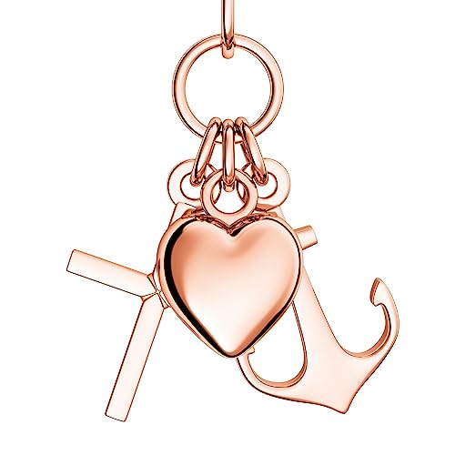 Herzkette Rosegold (Silber 925 hochwertig vergoldet) Liebe Glaube Hoffnung Kette Anhänger Schmuck Anker Kreuz Damen Herzanhänger Herzchenkette Halskette Herz Frau Frauen Freundin FF390VGRS45 von Amoonic