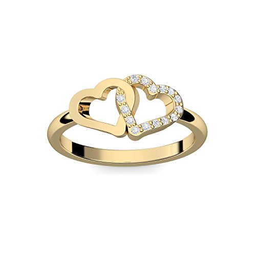 Herzring Gold Herz Ring Gold Verlobungsringe Gelbgold vergoldet Zirkonia Stein + LUXUSETUI! Goldring Ring Zirkonia wie Diamant Ringe Heiratsantrag Verlobung Geschenke Frauen FF206 VGGGZIFA50 von Amoonìc