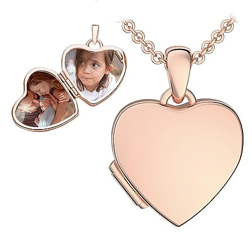 Kinder Herz Medaillon zum Öffnen für Bilder vergoldet | Kette Halskette Mädchen | Medallion aufklappbar mit Bild | Amulett Anhänger Herzmedaillon mit Foto | Geschenk für Kinder zur Taufe Einschulung von Amoonic