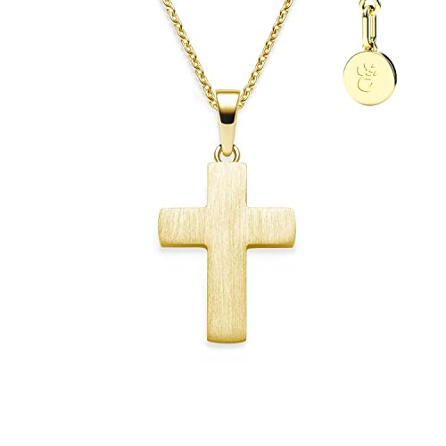 Amoonìc Kreuz Kette Mädchen Jungen Kommunion Gold | Kreuzanhänger Halskette | Kinderschmuck Erstkommunion Taufgeschenk Konfirmation Firmung Geburt Taufe | Goldkette Kreuzkette Taufkette Kinderkette von Amoonìc