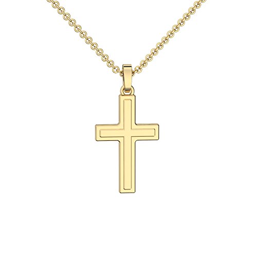 Kreuz Kette Gold 333 echt +GRATIS Etui+ Kinder Kreuzkette Kette mit Kreuz Kettenanhänger Anhänger Echtgold Goldkette Gelbgold 333er Kommunion Konfirmation Mädchen Jungen Kreuzanhänger FF418 von Amoonic