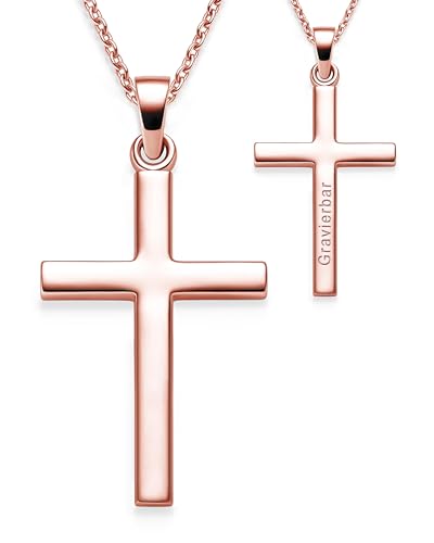 Kreuz Kette Kommunion Mädchen Junge Rosegold | Geschenke zur Erstkommunion Konfirmation Firmung Taufe Taufgeschenk | Kreuzkette Kinder Halskette Anhänger Kreuzanhänger Taufkette Schmuck Geschenk von Amoonìc