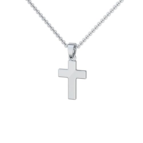 Amoonìc Kreuz Kommunion Kette Junge Silber 925 + inkl. GRATIS Luxusetui + Kreuzkette Silber 38 cm Unisex Jugendliche zur Kommunion Klassische Kette von Amoonìc