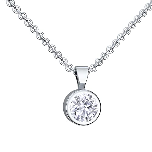 Halsketten für Frauen Silberkette Damen 925 Kette Silber mit Anhänger Schmuck Damen Brautschmuck Zirkonia Damenkette schlichte klassische wie brilliant dezent klein Geschenkset Silberschmuck von Amoonic