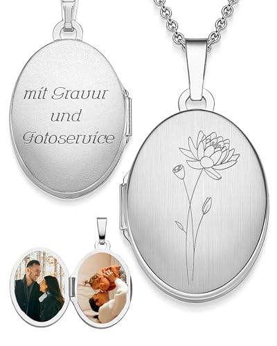Medaillon Silber 925 oval mit Geburtsblume Seerose Geburtsmonat Juli | Foto Amulett Anhänger antik vintage | personalisierte Halskette Damen Medaillon Silber 925 oval mit Geburtsblume Seerose Geburtsmonat Juli | Foto Amulett Anhänger antik vintage | personalisierte Halskette Damen von Amoonìc