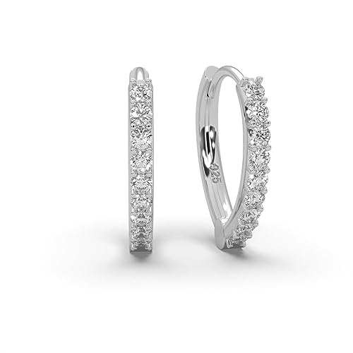 Ohrringe Creolen Damen Silber 925 | Frauen Kreolen klein mit Zirkonia-Steinen| Silberohrringe Hoops | Schmuck-Geschenk für Jahrestag Hochzeitstag Geburtstag Muttertag Valentinstag Weihnachten von Amoonic