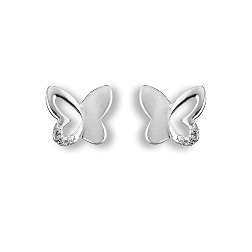 Ohrringe Schmetterling Mädchen Silber 925 *nickelfrei* Kinder Ohrstecker mit Zirkonia Steinchen echt Silber Ohr-Stecker für Mädchen GRATIS Geschenkbox Schmuck FF538SS925ZIFA von Amoonic