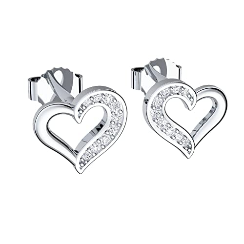 Ohrstecker Herz Silber mit Ohrringe Zirkonia 925 *I Herzsymbol You*-Etui Geschenk Freundin Herzform Ohrstecker Herzform Herzstecker Herzohrringe Zirkonia Ohrringe FF19SS925ZIFA-13 von Amoonìc