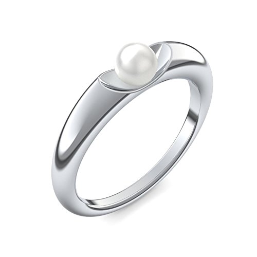 Perlenring Silber 925 Silberring Perle Perlen **sehr hochwertige 4 mm Akoya Perle weiß** Ring mit Perle *Luxusetui* Damen Ring Silber 925 Damenring Perle echt Frau antik wie Weißgold AM64 SS925PWPE50 von Amoonìc