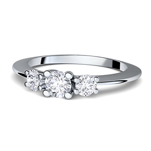 Ring Verlobungsringe von AMOONIC mit Zirkonia Vorsteckring Silber 925 Zirkonia Stein Damenring + GRATIS Luxusetui + für Damen Heiratsantrag Silberring 925er wie Diamantring FF588SS925ZIFA52 von Amoonic