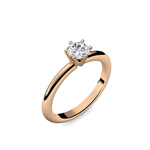 Rosegold Ring Verlobungsringe Rosegold (Silber 925 hochwertig vergoldet) von AMOONIC mit Zirkonia Stein +LUXUSETUI! Rosegoldring Zirkonia wie Diamant Echtschmuck wie Rotgold AM195VGRSZIFA60 von Amoonìc
