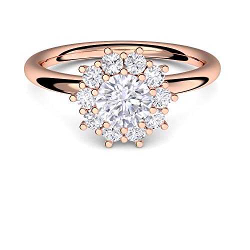 Rosegold Ring Verlobungsringe Rosegold vergoldet von AMOONIC mit Zirkonia Stein +LUXUSETUI Rosegoldring Geschenk Heiratsantrag Hochzeit Verlobung Geschenke Frauen AM48VGRSZIFAZIFA56 von Amoonìc