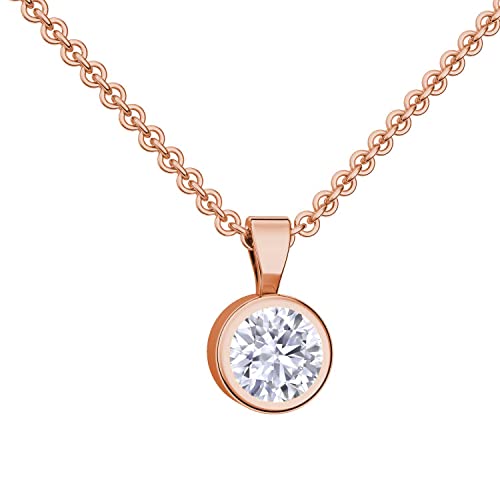 Amoonic Kristall Anhänger Rosegold Zirkonia Kette Anhänger (Silber 925 vergoldet) +GRATIS Luxusetui + Kettenanhänger vergoldet rose Zirkonia Anhängerkette Halskette FF208VGRSZIFA45 von Amoonic