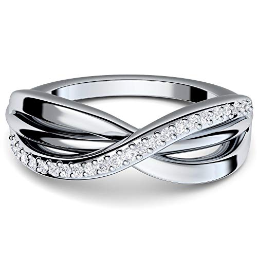 Infinity Ring Silber 925 von Amoonic mit 21 Zirkonia Steinen Ring-Unendlichkeit *Gratis Luxus-Etui Unendlichkeitszeichen Ring unendlich Unendlichkeits Ring Schmuck Damen FF586SS925ZIFA54 von Amoonic