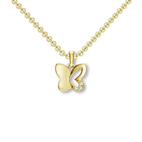 Kinder Kette Schmetterling Gold (Silber 925 vergoldet) | Halskette Mädchen Schmetterlings Anhänger | Kinderkette Schmuck Kinder Ketten Kinderschmuck Geschenke Geschenkideen Geburtstag Einschulung von Amoonìc