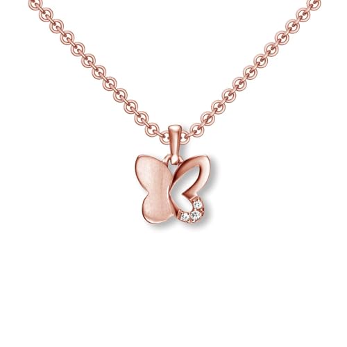 Kinder Kette Schmetterling Rosegold (Silber 925 vergoldet) | Halskette Mädchen Schmetterlings Anhänger | Kinderkette Schmuck Kinder Ketten Kinderschmuck Geschenke Geschenkideen Geburtstag Einschulung von Amoonìc