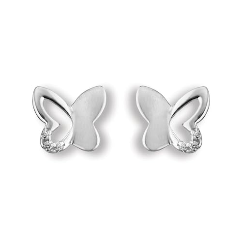 Schmetterling Ohrstecker Silber 925 Mädchen | Kinder-Ohrringe Echtsilber Schmetterlings Ohr Stecker mit Zirkonia Steine Steinchen| Kinderschmuck Schmuck Mädchenschmuck Geburtstag Geschenk klein von Amoonìc