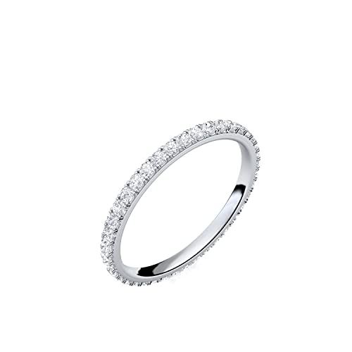 Silber-Ring 925 Verlobungsringe Silber von AMOONIC mit Zirkonia Damenring Memory-Ring Vorsteckring Stein Ehering Trauring dünn Memoire schlicht schmal (wie Diamant Weißgold) FF589SS925ZIFA von Amoonìc