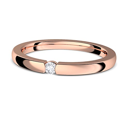 Spannring Rosegold (Silber 925 hochwertig vergoldet) Verlobungsring von AMOONIC mit Zirkonia Stein & LUXUSETUI Rosegold Ring Zirkonia Goldring Heiratsantrag Liebesgeschenk FF584VGRSZIFA54 von Amoonic