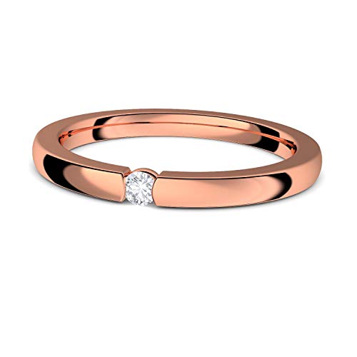Spannring Rotgold (Silber 925 hochwertig vergoldet) Verlobungsring von AMOONIC mit Zirkonia Stein INKL LUXUSETUI Rotgold Ring Zirkonia Goldring Heiratsantrag Liebesgeschenk FF584VGRTZIFA56 von Amoonìc