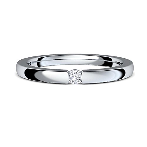 Spannring Verlobungsring von AMOONIC mit Zirkonia Stein INKL. LUXUSETUI + Silber 925 Ring Zirkonia wie Diamant 925er Heiratsantrag Liebesgeschenke Antrag Hochzeit Geschenke FF584SS925ZIFA50 von Amoonìc