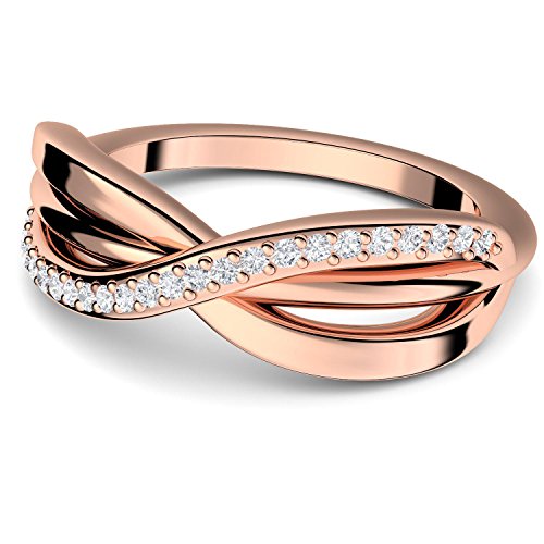 Amoonic Unendliche Liebe Ring Rosegold Zirkonia (Silber 925 hochwertig vergoldet) Infinity Verlobungsring +Inkl. LUXUSETUI Unendlichkeits Ring Goldring Unendlichkeit FF586VGRSZIFA50 von Amoonic