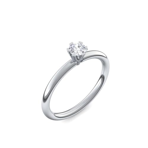Verlobungsring Zirkonia Stein von AMOONIC mit Zirkonia +LuxusETUI Solitärring Solitaire Ring Verlobung Silber schmal dünn Antragsring Heiratsantrag Silberring Diamantring UW01SS925ZIFA60 von Amoonìc