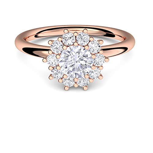 Rosegold Ring Verlobungsringe Rosegold vergoldet von AMOONIC mit Zirkonia Stein +LUXUSETUI Rosegoldring Geschenk Heiratsantrag Hochzeit Verlobung Geschenke Frauen AM48VGRSZIFAZIFA54 von Amoonic